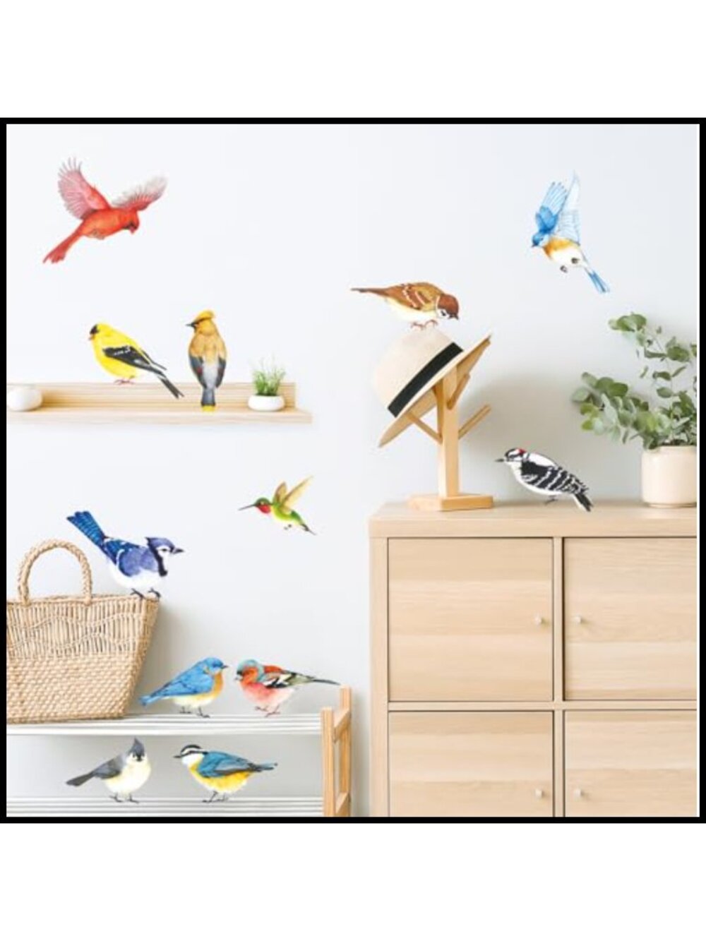 12 Watercolour Songbirds Wall Stickers Peel and Stick Decals